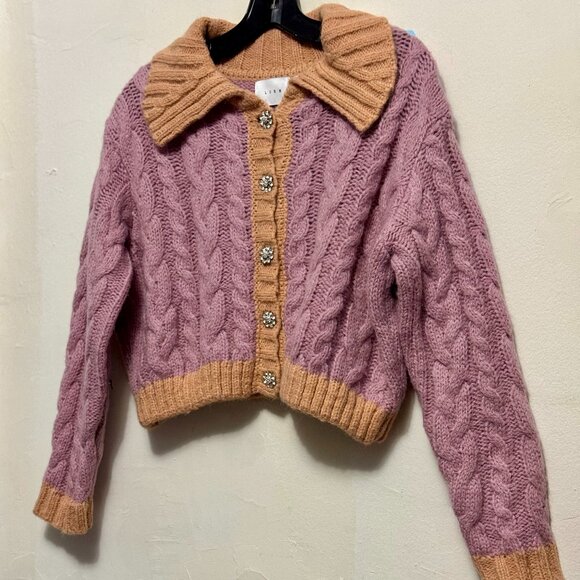 Lush Tops - Adorable LUSH pink and orange cropped knit cardigan size M